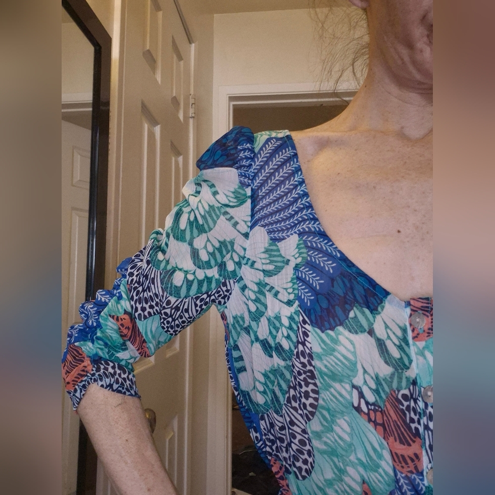 Forever 21 Multicolor Patterned Blouse Small - Picture 6 of 13